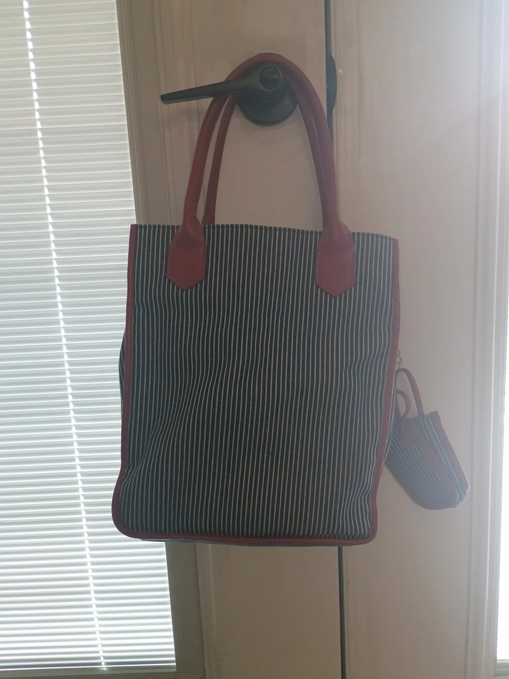 Sanrio Hello Kitty Striped Tote in Navy and Red